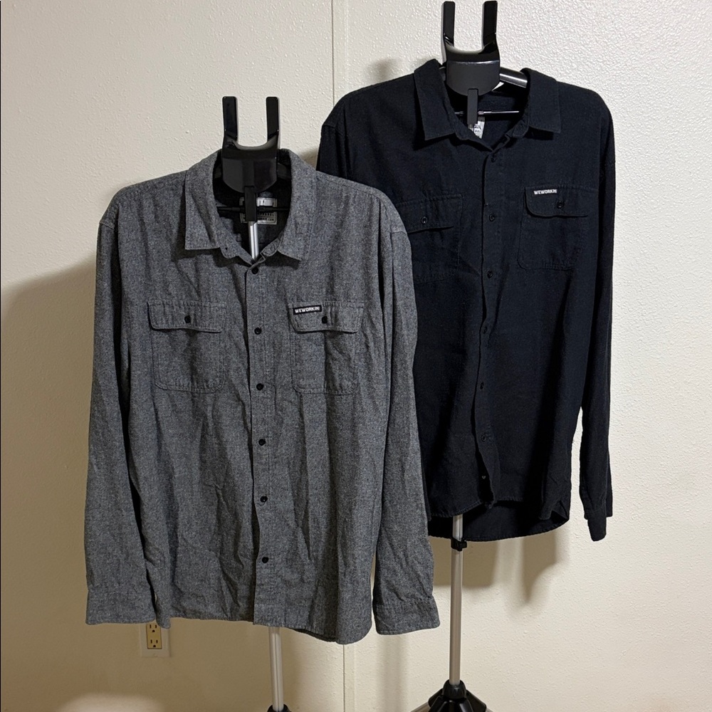 Men's Dark Gray and Gray Button-Up Shirts